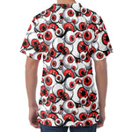 Scary Red Eyeball Pattern Print Men's Velvet T-Shirt