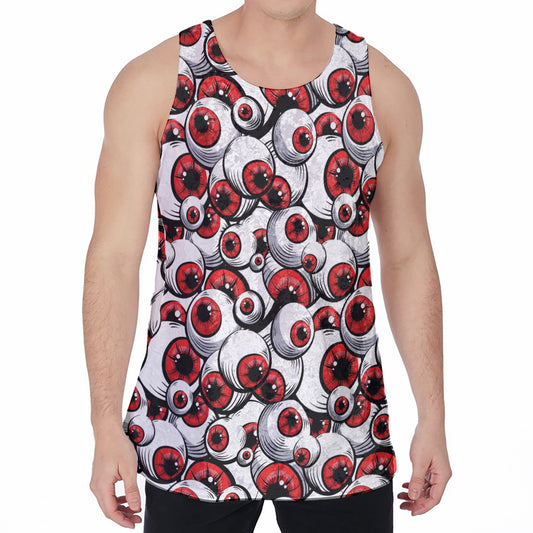 Scary Red Eyeball Pattern Print Men's Velvet Tank Top