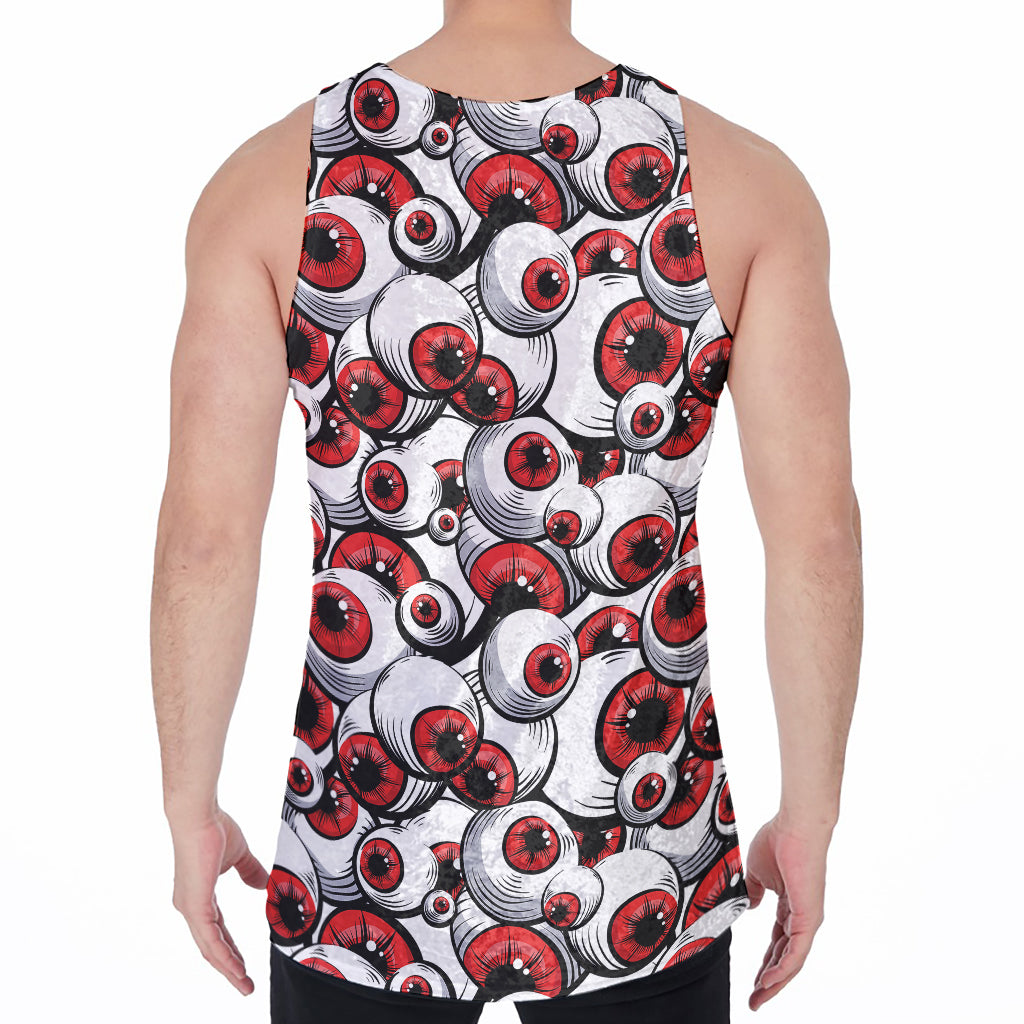 Scary Red Eyeball Pattern Print Men's Velvet Tank Top