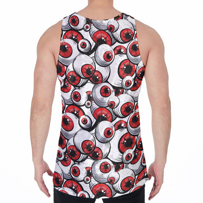 Scary Red Eyeball Pattern Print Men's Velvet Tank Top