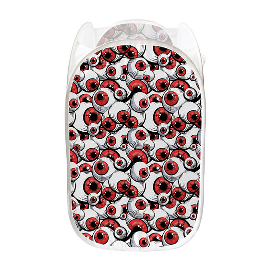 Scary Red Eyeball Pattern Print Mesh Laundry Hamper