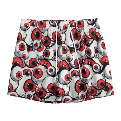 Scary Red Eyeball Pattern Print Mesh Shorts