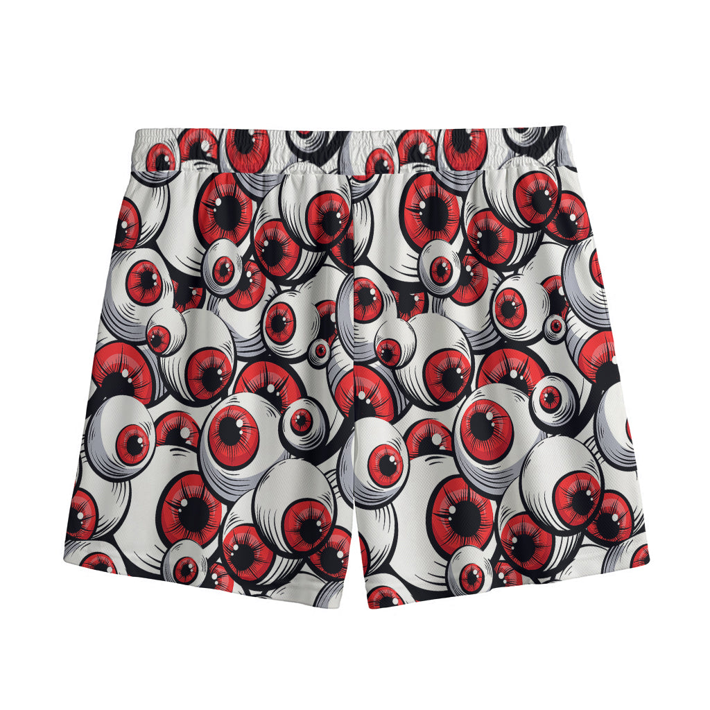 Scary Red Eyeball Pattern Print Mesh Shorts