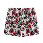 Scary Red Eyeball Pattern Print Mesh Shorts