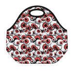 Scary Red Eyeball Pattern Print Neoprene Lunch Bag