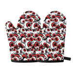 Scary Red Eyeball Pattern Print Oven Mitts