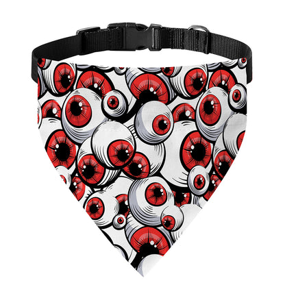 Scary Red Eyeball Pattern Print Over The Collar Dog Bandana
