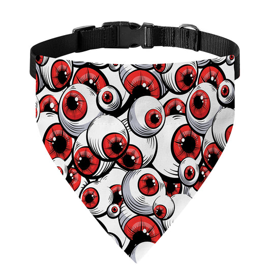 Scary Red Eyeball Pattern Print Over The Collar Dog Bandana