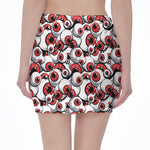 Scary Red Eyeball Pattern Print Pencil Mini Skirt