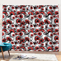 Scary Red Eyeball Pattern Print Pencil Pleat Curtains