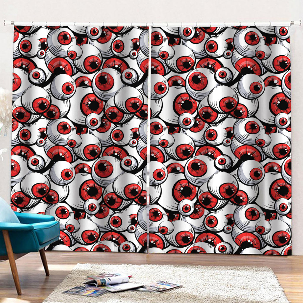 Scary Red Eyeball Pattern Print Pencil Pleat Curtains