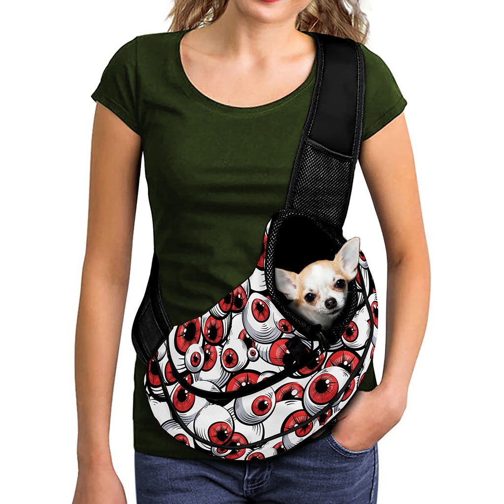 Scary Red Eyeball Pattern Print Pet Sling Carrier