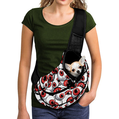 Scary Red Eyeball Pattern Print Pet Sling Carrier