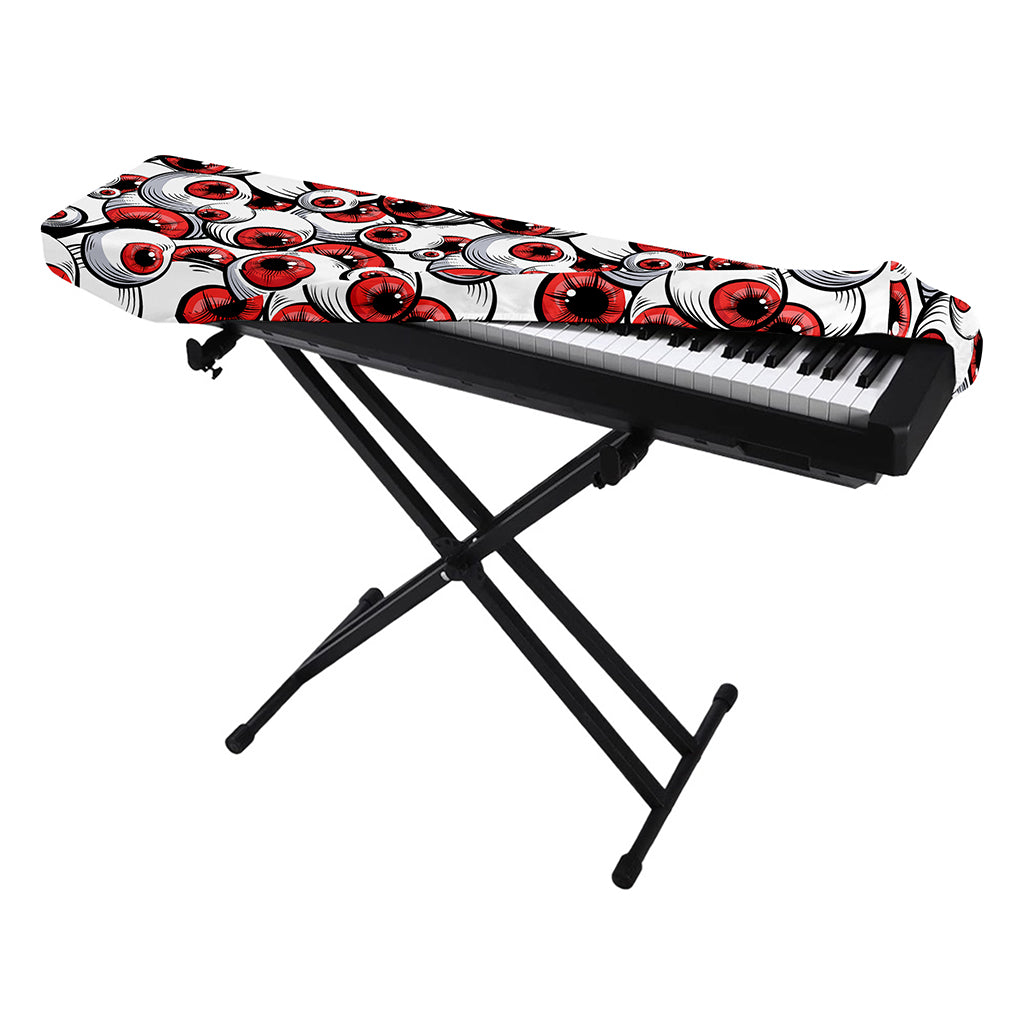 Scary Red Eyeball Pattern Print Piano Keyboard Cover