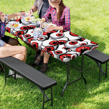 Scary Red Eyeball Pattern Print Picnic Table Cover