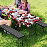 Scary Red Eyeball Pattern Print Picnic Table Cover