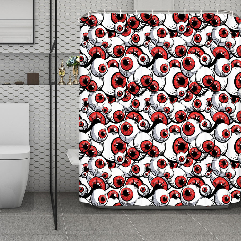 Scary Red Eyeball Pattern Print Polyester Shower Curtain