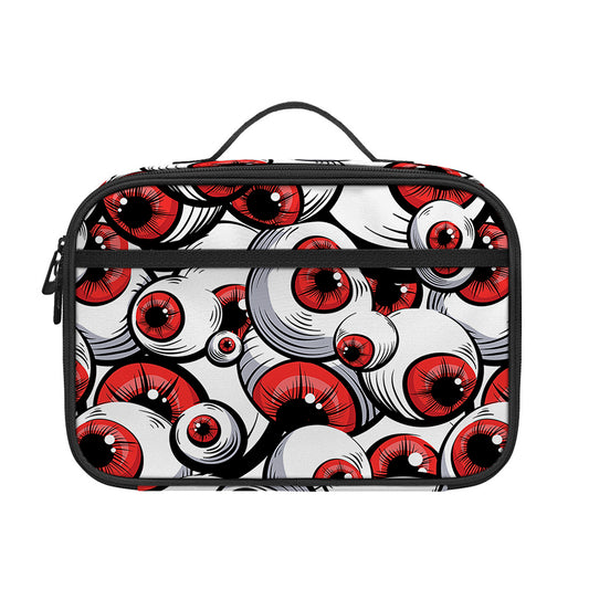 Scary Red Eyeball Pattern Print Portable Lunch Bag