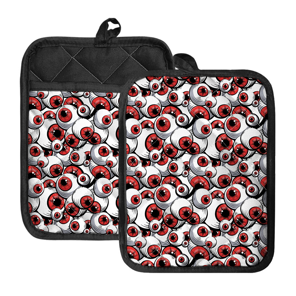 Scary Red Eyeball Pattern Print Pot Holders With Pocket