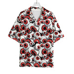 Scary Red Eyeball Pattern Print Rayon Hawaiian Shirt