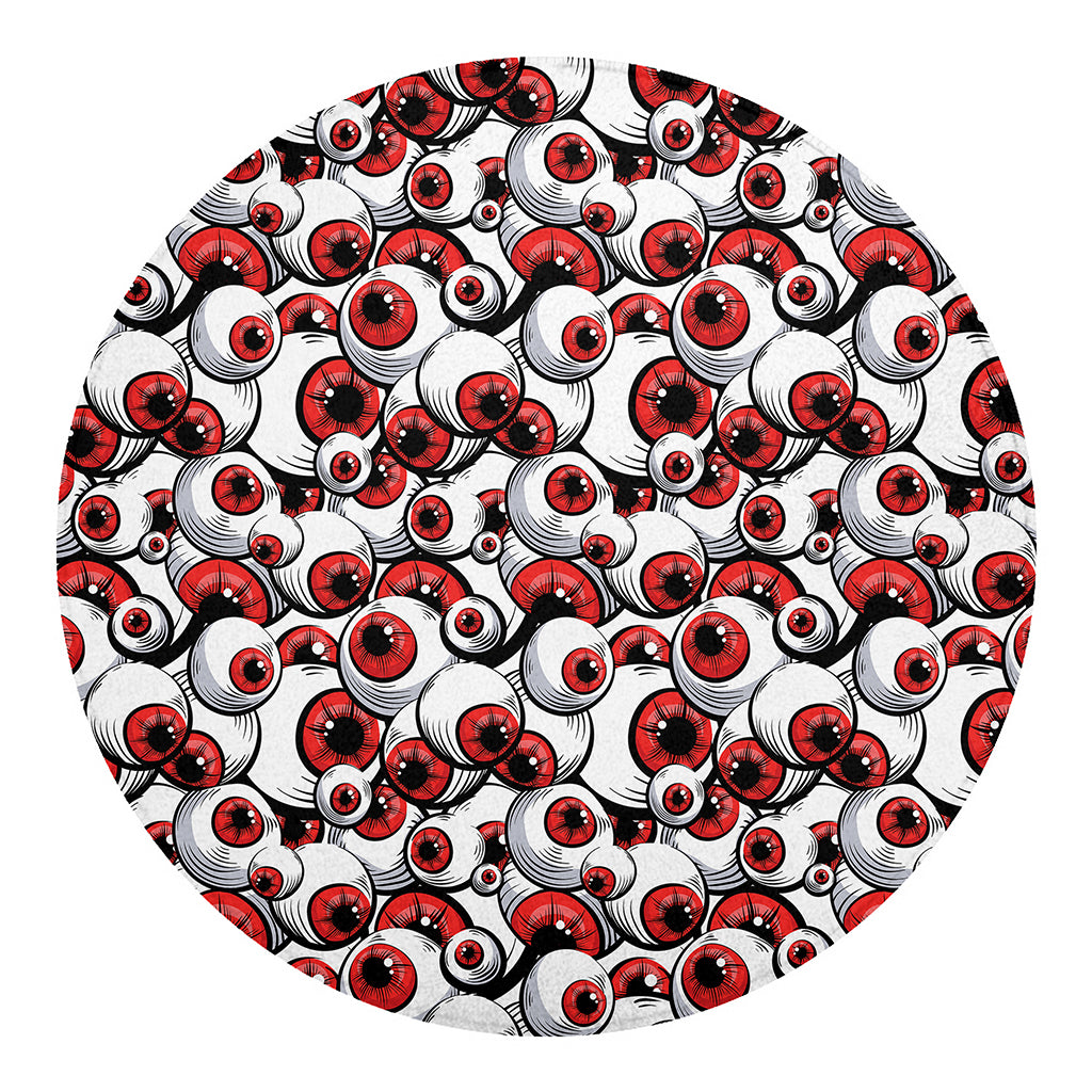 Scary Red Eyeball Pattern Print Round Blanket