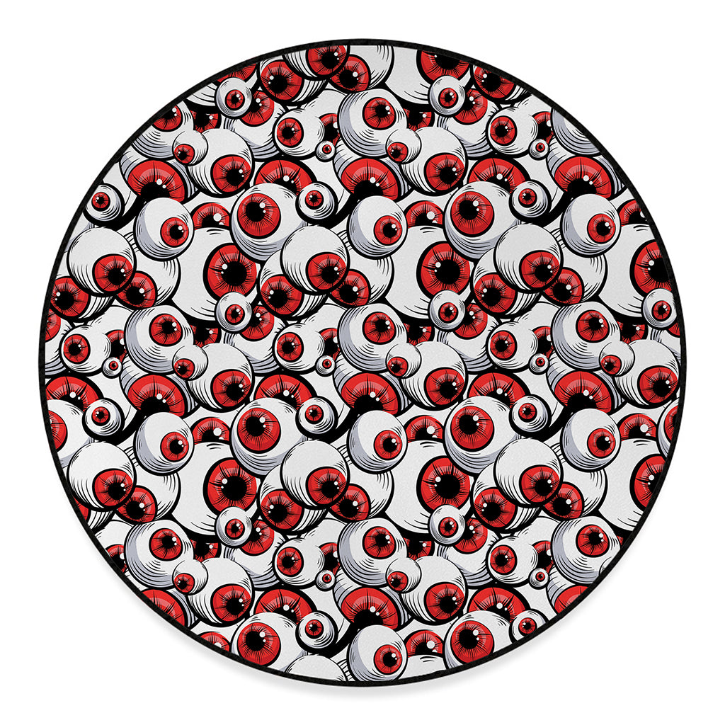 Scary Red Eyeball Pattern Print Round Floor Mat