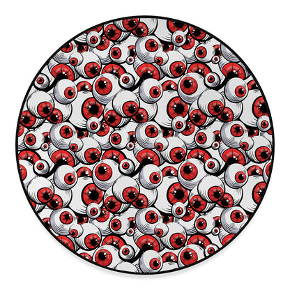 Scary Red Eyeball Pattern Print Round Floor Mat
