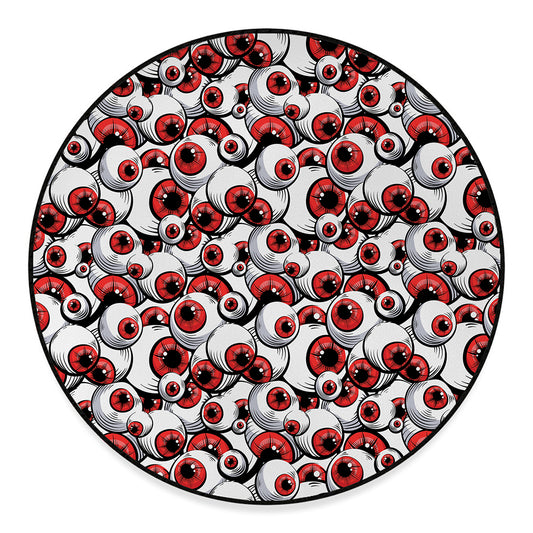 Scary Red Eyeball Pattern Print Round Floor Mat