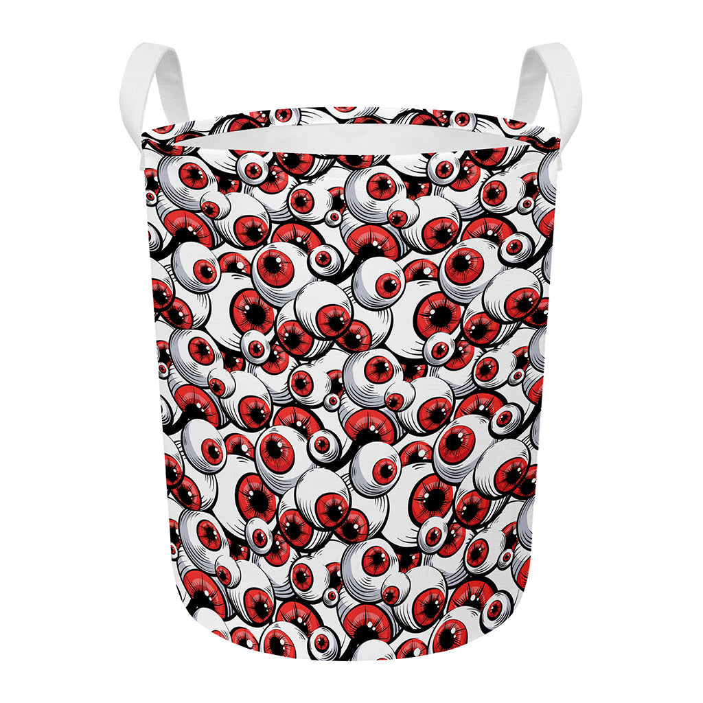 Scary Red Eyeball Pattern Print Round Laundry Basket