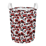 Scary Red Eyeball Pattern Print Round Laundry Basket