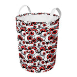 Scary Red Eyeball Pattern Print Round Laundry Basket