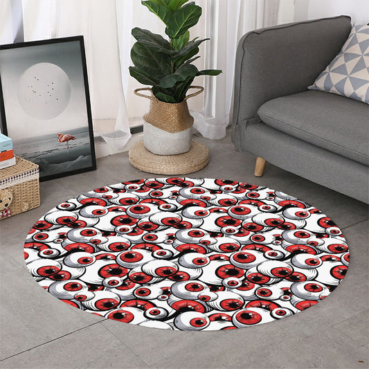 Scary Red Eyeball Pattern Print Round Rug