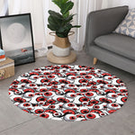 Scary Red Eyeball Pattern Print Round Rug