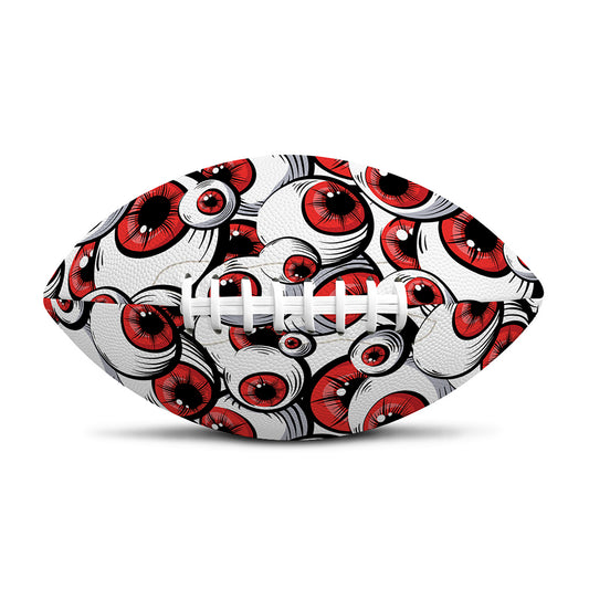 Scary Red Eyeball Pattern Print Rugby Ball