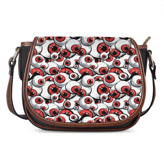 Scary Red Eyeball Pattern Print Saddle Bag