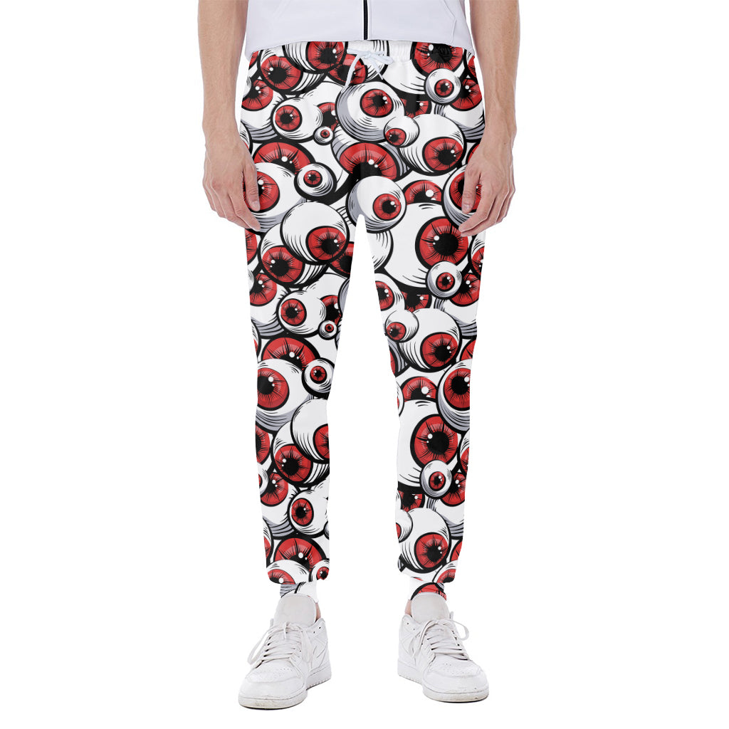 Scary Red Eyeball Pattern Print Scuba Joggers