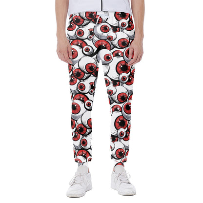 Scary Red Eyeball Pattern Print Scuba Joggers