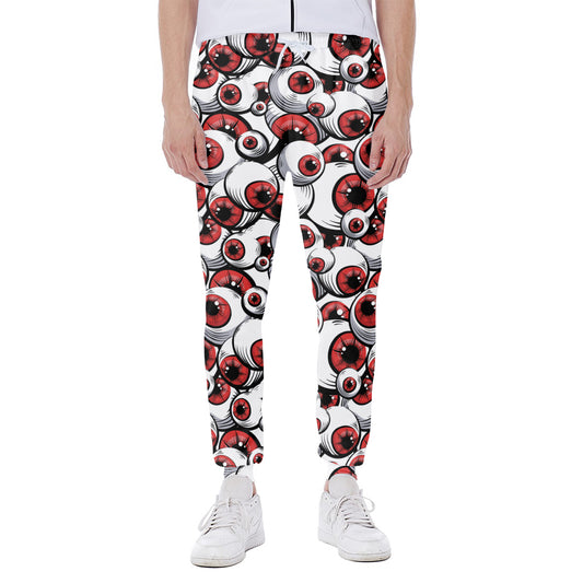 Scary Red Eyeball Pattern Print Scuba Joggers