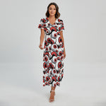 Scary Red Eyeball Pattern Print Short Sleeve Maxi Dress