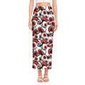 Scary Red Eyeball Pattern Print Side Slit Maxi Skirt