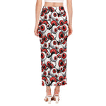 Scary Red Eyeball Pattern Print Side Slit Maxi Skirt