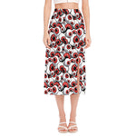 Scary Red Eyeball Pattern Print Side Slit Midi Skirt