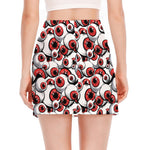 Scary Red Eyeball Pattern Print Side Slit Mini Skirt