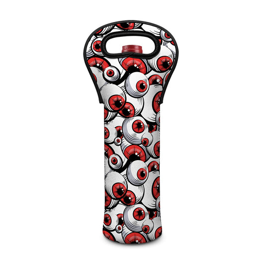 Scary Red Eyeball Pattern Print Single Neoprene Wine Tote
