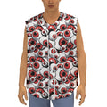 Scary Red Eyeball Pattern Print Sleeveless Baseball Jersey