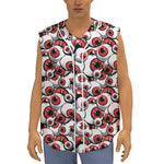 Scary Red Eyeball Pattern Print Sleeveless Baseball Jersey