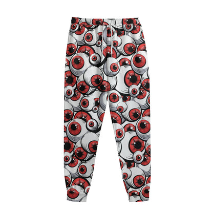 Scary Red Eyeball Pattern Print Sweatpants