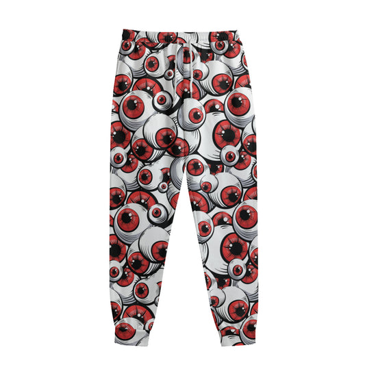 Scary Red Eyeball Pattern Print Sweatpants