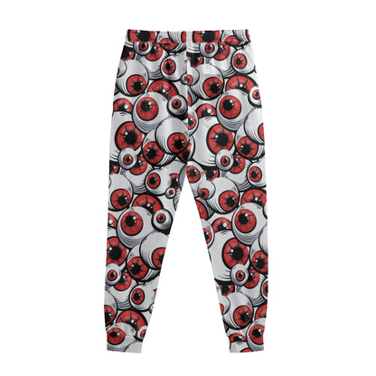 Scary Red Eyeball Pattern Print Sweatpants