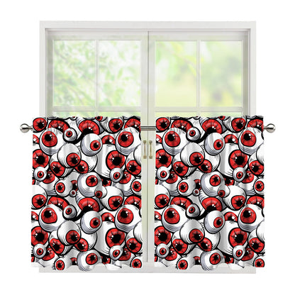 Scary Red Eyeball Pattern Print Tier Curtains